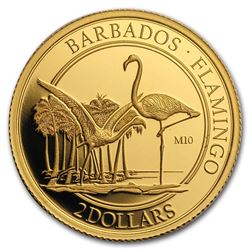2017 Barbados 1/10 oz Proof Gold The Flamingo (M10 Privy Mark)