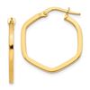 Image 1 : 14k Yellow Gold Hexagon Hoop Earrings - 2x2 mm