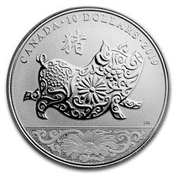 2019 Canada 1/2 oz Proof Silver $10 Lunar Year of the Pig