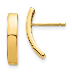 14k Yellow Gold Curved Bar Post Earrings