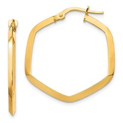 14k 2x2 mm Knife Edge Hexagon Hoop Earrings - 42 mm