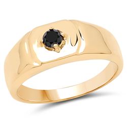 14K Yellow Gold Plated 0.07 ctw Genuine Tanzanite .925 Sterling Silver Ring