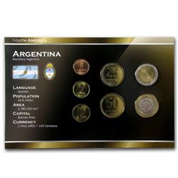 Argentina 1 Centavo-2 Pesos 7 Coin Set BU