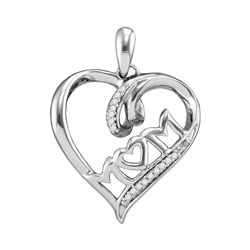 Sterling Silver Round Diamond Double Heart Pendant 1/10 Cttw