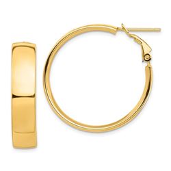 14k Yellow Gold Omega Back Hoop Earrings - 7x29 mm
