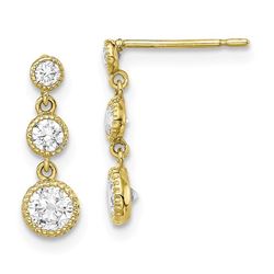10K Cubic Zirconia Triple Drop & Dangle Earrings - 48 mm