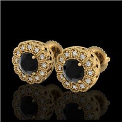 1.40 ctw VS Black Diamond Solitaire Halo Ring 10K White Gold