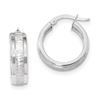 Image 1 : 14k Solid White Gold Polished & Satin Hoop Earrings (21.91 mm)