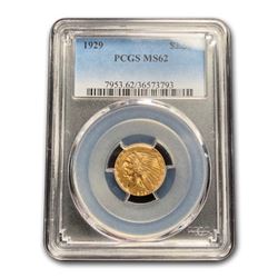 1929 $2.50 Indian Gold Quarter Eagle MS-62 PCGS