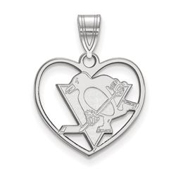 Sterling Silver NHL Pittsburgh Penguins Heart Pendant