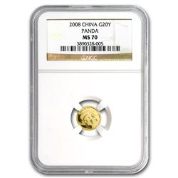 2008 China 1/20 oz Gold Panda MS-70 NGC