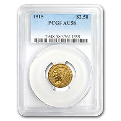 1915 $2.50 Indian Gold Quarter Eagle AU-58 PCGS