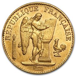 France Gold 20 Francs Lucky Angel AU (1871-1898)