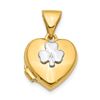 Image 1 : 14k with White Gold accent Clover Heart Locket Pendant - 16 mm