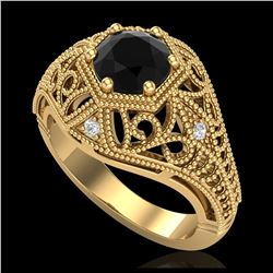 1.32 ctw Fancy Black Diamond Art Deco Stud Earrings 18K Yellow Gold