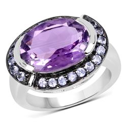 14K Yellow Gold Plated 3.76 ctw Genuine Multi Stone .925 Sterling Silver Ring