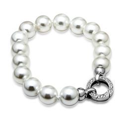 Sterling Silver Polished Hand Knotted Pearl Bracelet