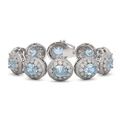 7.81 ctw Swiss Topaz & Diamond Halo Earrings 10K White Gold