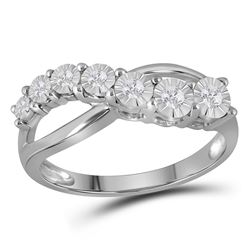 Sterling Silver Mens Round Diamond Domed Square Frame Cluster Ring 3/8 Cttw