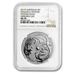 2017 AUS 1 oz Silver Dragon & Phoenix MS-70 NGC (Mint Error)