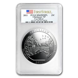 2011 5 oz Silver ATB Chickasaw MS-69 DMPL PCGS (FirstStrike®)