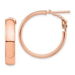 14k Rose Gold Omega Back Hoop Earrings - 5x25 mm