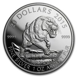2015 Canada 1 oz Silver Prehistoric Animals Sabre-Tooth Cat