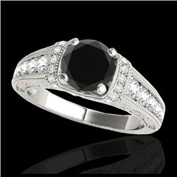 1.03 ctw Intense Fancy Yellow Diamond Art Deco Ring 18K White Gold