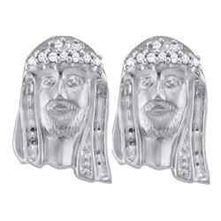 Sterling Silver Mens Round Black Yellow Color Enhanced Diamond Square Cluster Earrings 1/4 Cttw