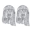 Image 1 : Sterling Silver Mens Round Black Yellow Color Enhanced Diamond Square Cluster Earrings 1/4 Cttw