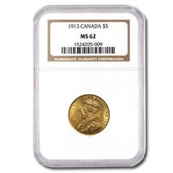 1913 Canada Gold $5 MS-62 NGC