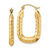 Image 1 : 14k Yellow Gold Polished Textured Rectangle Hoop Earrings - 25 mm