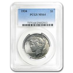 1934 Peace Dollar MS-64 PCGS