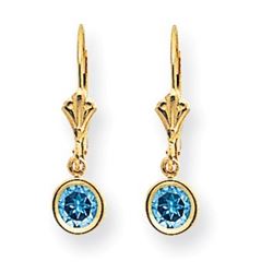14k 5 mm Blue Topaz Leverback Earring