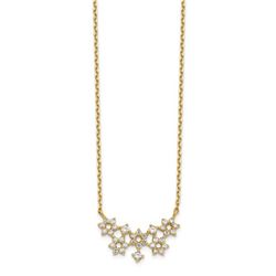 14k Yellow Gold CZ Cluster with 2 in ext Necklace - 20 in.