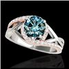 Image 1 : 2.03 ctw Fancy Intense Blue Diamond Art Deco Ring 18K White Gold
