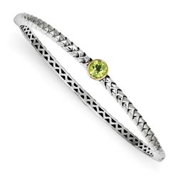 Sterling Silver w/14k Peridot Bangle Bracelet