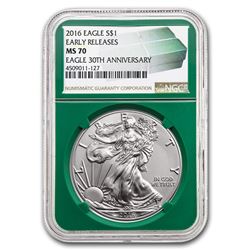 2016 Silver American Eagle MS-70 NGC (ER\, Green Holder)