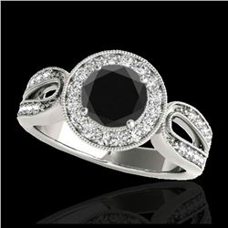 1.01 ctw Intense Fancy Yellow Diamond Art Deco Earrings 18K White Gold