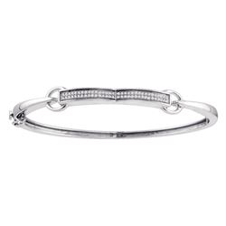 Sterling Silver Round Diamond Linked Heart Bracelet 1/10 Cttw