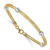 Image 1 : 14K Two-tone D/C Beads Stretch Mesh Bracelet - 7.5 in.