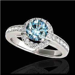 1.66 ctw Intense Fancy Yellow Diamond Art Deco Ring 18K White Gold