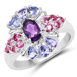 1.70 ctw Genuine Tanzanite .925 Sterling Silver Ring