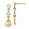 Image 1 : 14k Yellow Gold w/Rhodium Anchor Dangle Post Earrings