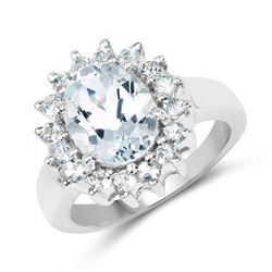 2.70 ctw Sky Blue Topaz & VS/SI Diamond Ring 14K Rose Gold