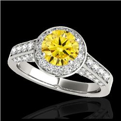 2.16 ctw Intense Fancy Yellow Diamond Art Deco Ring 18K Rose Gold