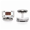 Image 1 : Titanium & Brown Leather Polished Cuff Links
