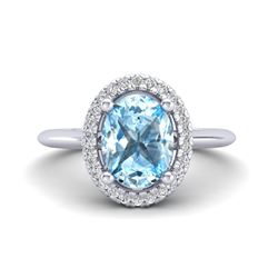 4.56 ctw Genuine London Blue Topaz & Swiss Blue Topaz .925 Sterling Silver Ring
