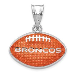 Sterling Silver Denver Broncos Enameled Football Pendant