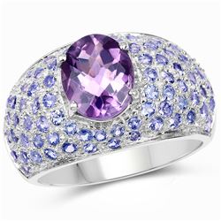 2.57 ctw Genuine Amethyst & White Topaz .925 Sterling Silver Pendant